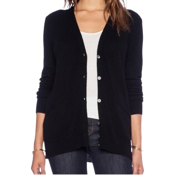 EQUIPMENT FEMME BLACK CASHMERE BUTTON UP CARDIGAN - Picture 2 of 8